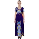 Cat Astronaut Space Retro Universe High Waist Short Sleeve Maxi Dress