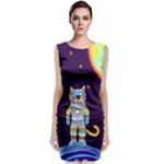 Cat Astronaut Space Retro Universe Classic Sleeveless Midi Dress