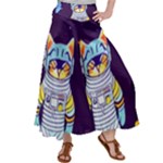 Cat Astronaut Space Retro Universe Women s Satin Palazzo Pants