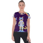 Cat Astronaut Space Retro Universe Short Sleeve Sports Top 