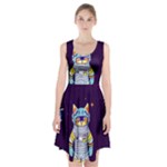 Cat Astronaut Space Retro Universe Racerback Midi Dress