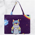 Cat Astronaut Space Retro Universe Zipper Medium Tote Bag