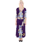Cat Astronaut Space Retro Universe Quarter Sleeve Wrap Maxi Dress