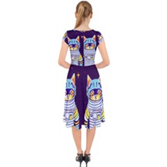 Cap Sleeve Front Wrap Midi Dress 