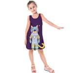Cat Astronaut Space Retro Universe Kids  Sleeveless Dress