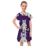 Cat Astronaut Space Retro Universe Kids  Drop Waist Dress