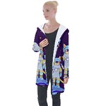 Cat Astronaut Space Retro Universe Longline Hooded Cardigan