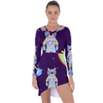 Cat Astronaut Space Retro Universe Asymmetric Cut-Out Shift Dress