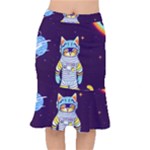 Cat Astronaut Space Retro Universe Short Mermaid Skirt