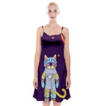 Cat Astronaut Space Retro Universe Spaghetti Strap Velvet Dress