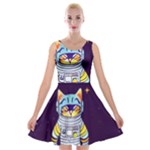 Cat Astronaut Space Retro Universe Velvet Skater Dress