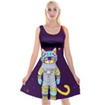 Cat Astronaut Space Retro Universe Reversible Velvet Sleeveless Dress