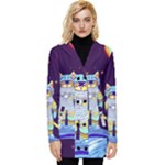 Cat Astronaut Space Retro Universe Button Up Hooded Coat 