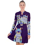 Cat Astronaut Space Retro Universe Long Sleeve Panel Dress