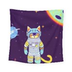 Cat Astronaut Space Retro Universe Square Tapestry (Small)