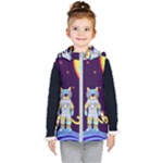 Cat Astronaut Space Retro Universe Kids  Hooded Puffer Vest