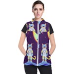 Cat Astronaut Space Retro Universe Women s Puffer Vest