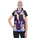 Cat Astronaut Space Retro Universe Women s Button Up Vest
