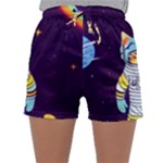 Cat Astronaut Space Retro Universe Sleepwear Shorts