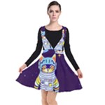 Cat Astronaut Space Retro Universe Plunge Pinafore Dress