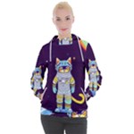 Cat Astronaut Space Retro Universe Women s Hooded Pullover
