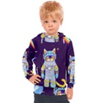 Cat Astronaut Space Retro Universe Kids  Hooded Pullover