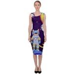 Cat Astronaut Space Retro Universe Sleeveless Pencil Dress