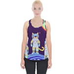 Cat Astronaut Space Retro Universe Piece Up Tank Top