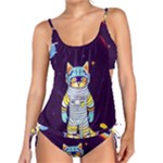 Cat Astronaut Space Retro Universe Tankini Set