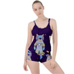 Cat Astronaut Space Retro Universe Boyleg Tankini Set 