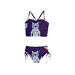 Cat Astronaut Space Retro Universe Girls  Tankini Swimsuit