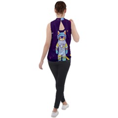 Mock Neck Chiffon Sleeveless Top 