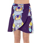 Cat Astronaut Space Retro Universe Wrap Front Skirt