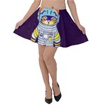 Cat Astronaut Space Retro Universe Velvet Skater Skirt
