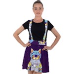 Cat Astronaut Space Retro Universe Velvet Suspender Skater Skirt