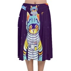 Velvet Flared Midi Skirt 