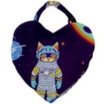 Cat Astronaut Space Retro Universe Giant Heart Shaped Tote