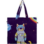 Cat Astronaut Space Retro Universe Canvas Travel Bag