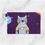 Cat Astronaut Space Retro Universe Canvas Cosmetic Bag (Large)