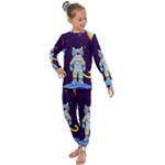Cat Astronaut Space Retro Universe Kids  Long Sleeve Set 