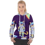 Cat Astronaut Space Retro Universe Women s Overhead Hoodie
