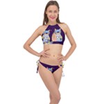 Cat Astronaut Space Retro Universe Cross Front Halter Bikini Set