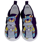 Cat Astronaut Space Retro Universe Kids  Velcro No Lace Shoes