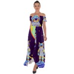 Cat Astronaut Space Retro Universe Off Shoulder Open Front Chiffon Dress