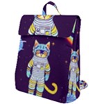 Cat Astronaut Space Retro Universe Flap Top Backpack