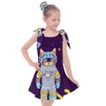 Cat Astronaut Space Retro Universe Kids  Tie Up Tunic Dress