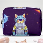 Cat Astronaut Space Retro Universe Make Up Pouch (Medium)