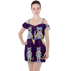 Ruffle Cut Out Chiffon Playsuit 
