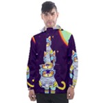 Cat Astronaut Space Retro Universe Men s Front Pocket Pullover Windbreaker