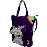 Cat Astronaut Space Retro Universe Shoulder Tote Bag